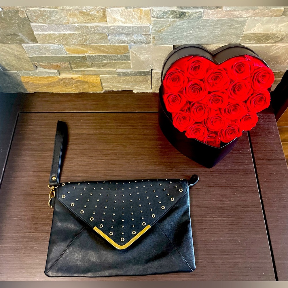 Aldo black envelope style wristlet and clutch